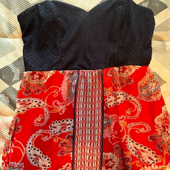 Strapless navy and red maxi dress - Picture 12 of 14